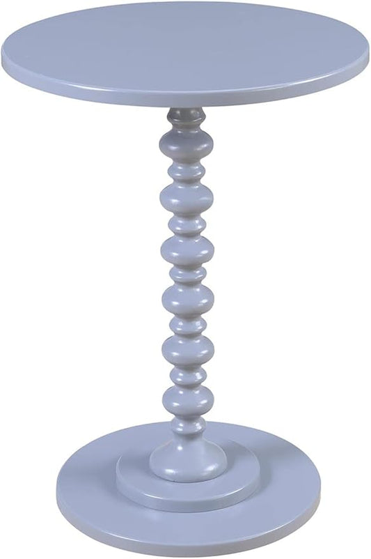 Convenience Concepts Palm Beach Spindle 17.75" Traditional Round End Living Room, Turned Solid Wood Side, Classic Display Pedestal Table, Gray