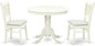 East West Furniture ANVA3-LWH-C 3 Piece Dining Table Set for Small Spaces Contains a Round Kitchen Table with Pedestal and 2 Linen Fabric Kitchen Dining Chairs, 36x36 Inch, Linen White