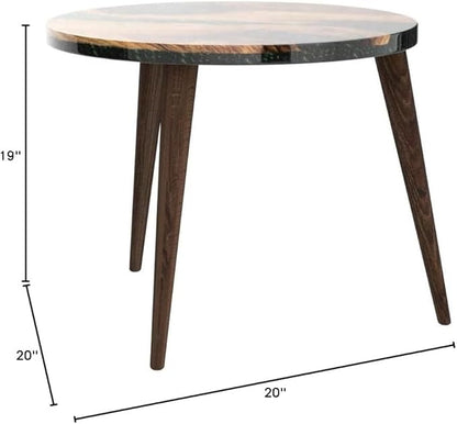 20" Resin Walnut Round Side Table | Epoxy End Table | Coffee Table | Mid Century Modern Resin Walnut | Living Room Furniture | Green Color