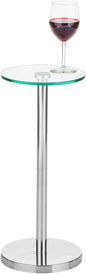 mDesign Side Table — Glass Top Nightstand for Bedrooms and Living Rooms — Living Room Table for Lamps and Other Décor — Clear/Chrome