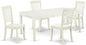 East West Furniture DODA5-LWH-W 5 Piece Dinette Set for 4 Includes a Rectangle Dining Table with Butterfly Leaf and 4 Dining Room Chairs, 42x78 Inch, Linen White