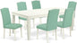 East West Furniture LGEN7-LWH-57 7 Piece Modern Dining Table Set Consist of a Rectangle Wooden Table with Butterfly Leaf and 6 Pond Faux Leather Parson Dining Chairs, 42x84 Inch, Linen White