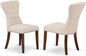 East West Furniture GAP3T32 Gallatin Parsons Dining Chairs - Button Tufted Nailhead Trim Light Beige Linen Fabric Padded Chairs, Set of 2, Mahogany