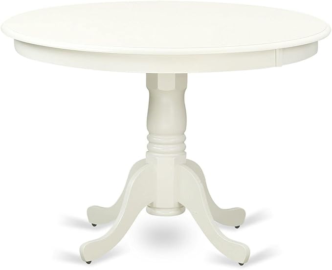 East West Furniture HLWE3-LWH-W 3 Piece Dinette Set for Small Spaces Contains a Round Dining Table with Pedestal and 2 Kitchen Dining Chairs, 42x42 Inch, Linen White