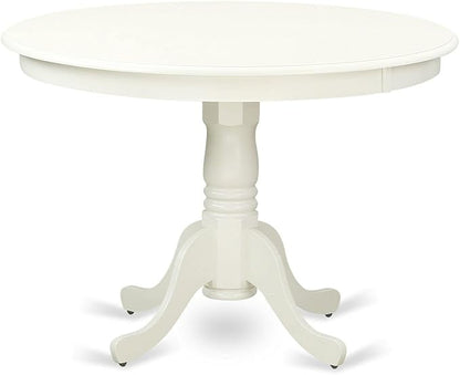 East West Furniture HLWE3-LWH-W 3 Piece Dinette Set for Small Spaces Contains a Round Dining Table with Pedestal and 2 Kitchen Dining Chairs, 42x42 Inch, Linen White