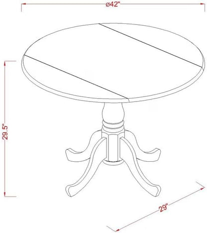 East West Furniture DLAN5-BCH-C 5 Piece Dining Table Set for 4 Includes a Round Kitchen Table with Dropleaf and 4 Linen Fabric Kitchen Dining Chairs, 42x42 Inch, Black & Cherry