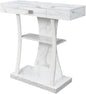 Convenience Concepts Newport Harri Console Table 36" - Modern Sofa Table with Storage Shelves, One Drawer Narrow Entryway Hall Table for Living Room, White Faux Marble/White
