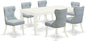 East West Furniture LGSI7-LWH-15 7 Piece Dining Room Set Consist of a Rectangle Wooden Table with Butterfly Leaf and 6 Baby Blue Linen Fabric Parson Dining Chairs, 42x84 Inch, Linen White