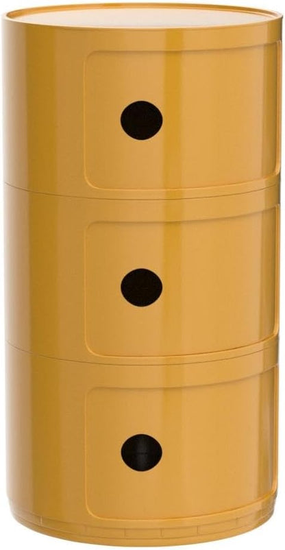 COZYMATIC 3 Tier Round Nightstand with Storage, Modern Style Side Table, Small Cupboard Cabinet with 3 Drawers for Living Room, Bedroom, Bathroom, Narrow Space, Yellow, Pink (Yellow)