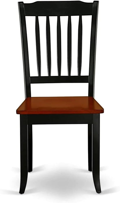 East West Furniture QUDA7-BCH-W 7 Piece Dining Table Set Consist of a Rectangle Dining Room Table with Butterfly Leaf and 6 Wood Seat Chairs, 40x78 Inch, Black & Cherry