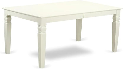 East West Furniture LGDA7-LWH-24 7 Piece Dining Set Includes a Rectangle Kitchen Table with Butterfly Leaf and 6 Polyester Fabric Upholstered Chairs, 42x84 Inch, linen white