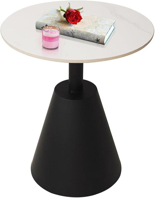 Side Table with Marble Top Metal End Table Modern Sofa Side End Table Outdoor Coffee Round Side Desk for Couch Living Room Bedroom