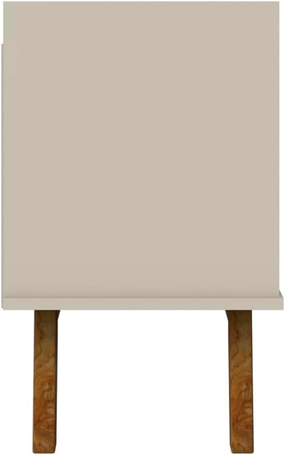 Manhattan Comfort Marcus Mid Century Modern 65 Inch TV Stand with Solid Wood Legs, Cable Management, 5 Shelves and Soft Close Doors, Entertainment Center and Media Console for Living Room, Off White