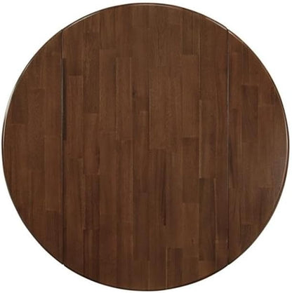 East West Furniture DLSI5-AWA-04 5 Piece Kitchen Table Set for Small Spaces Consist of a Round Wooden Table with Dropleaf and 4 Upholstered Chairs, 42x42 Inch, Antique Walnut
