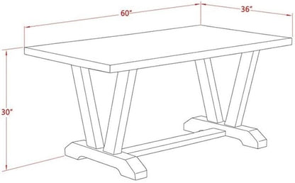 East West Furniture V676VE650-6 6 Piece Kitchen Table Set Contains a Rectangle Dining Table with V-Legs and 4 Dark Gotham Linen Fabric Parson Chairs with a Bench, 36x60 Inch, Multi-Color