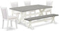East West Furniture X097MZ001-6 6 Piece Kitchen Table Set Contains a Rectangle Dining Table with X-Legs and 4 Cream Linen Fabric Upholstered Chairs with a Bench, 40x72 Inch, Multi-Color