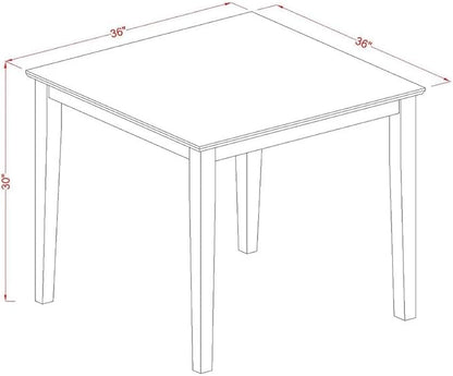 East West Furniture OXDA5-AWA-24 5 Piece Dining Table Set Consists of a Square Modern Kitchen Table and 4 Polyester Fabric Upholstered Parson Chairs, 36x36 Inch, Antique Walnut