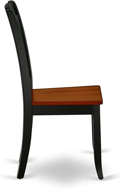East West Furniture QUDA7-BCH-W 7 Piece Dining Table Set Consist of a Rectangle Dining Room Table with Butterfly Leaf and 6 Wood Seat Chairs, 40x78 Inch, Black & Cherry