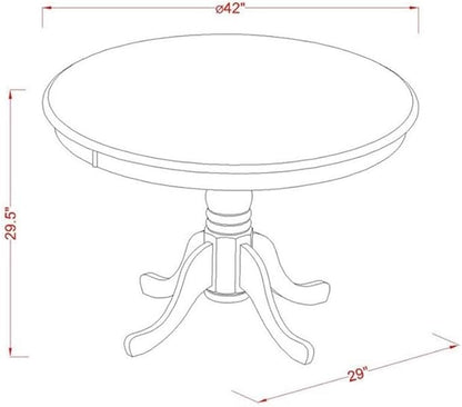 East West Furniture HLPL3-BMK-W 3 Piece Dining Room Table Set Contains a Round Kitchen Table with Pedestal and 2 Dining Chairs, 42x42 Inch, Buttermilk & Cherry