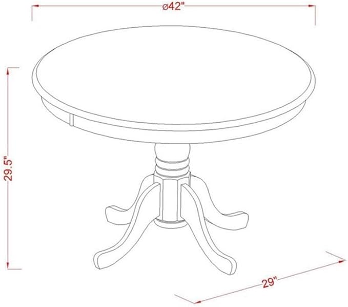 East West Furniture HLPL5-BCH-W 5 Piece Kitchen Table Set for 4 Includes a Round Dining Room Table with Pedestal and 4 Dining Chairs, 42x42 Inch, Black & Cherry