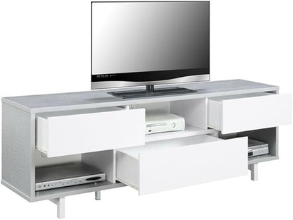 Convenience Concepts Newport Ventura 60" TV Stand, Gray Faux Croc / White