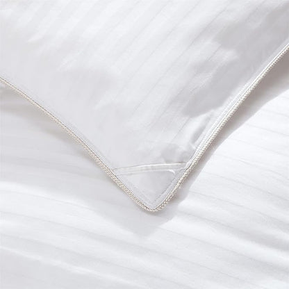 Luxurious All-Season Goose Down Comforter Duvet Insert, Exquisite Oversized California King White Stripe Design, 108" X 98 ", 100% Cotton Down Proof Fabric, 65 oz. Fill Weight