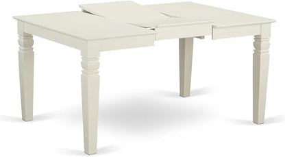 East West Furniture WEAD5-LWH-LC 5 Piece Dining Table Set for 4 Includes a Rectangle Kitchen Table with Butterfly Leaf and 4 Faux Leather Upholstered Chairs, 42x60 Inch, Linen White