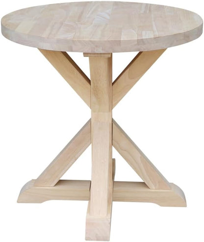 IC International Concepts, Sierra Round End Table, Solid Wood, Real Parawood, 26" W x 26" D x 26" H, Easy Assembly, DIY, Paint or Stain Your Way, Unfinished