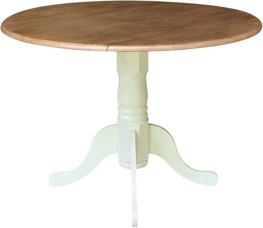 IC International Concepts 42" Round Dual Drop Leaf Pedestal Dining Table