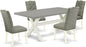 East West Furniture X097EL207-5 5 Piece Dinette Set for 4 Includes a Rectangle Dining Room Table with X-Legs and 4 Gray Linen Fabric Parsons Dining Chairs, 40x72 Inch, Multi-Color
