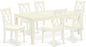 East West Furniture LGCL7-LWH-C 7 Piece Dining Room Table Set Consist of a Rectangle Kitchen Table with Butterfly Leaf and 6 Linen Fabric Upholstered Chairs, 42x84 Inch, Linen White