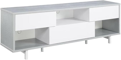 Convenience Concepts Newport Ventura 60" TV Stand, Gray Faux Croc / White