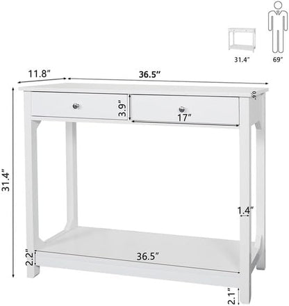 TaoHFE Console Table, 39.4"x11.8"x31.5"(LxWxH), White