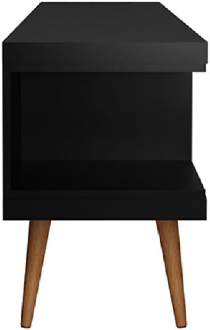 Manhattan Comfort Utopia 70.47" Freestanding Entertainment Center for Living Room, Mid Century Modern TV Stand with Shelves, Storage and Media Holes, Fits 65" Screens, Black