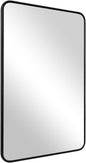 ANDY STAR Black Rectangle Mirror, 24x36 Inch Stainless Steel Metal Frame Bathroom Mirror for Over Sink, Modern Rounded Corner Black Vanity Wall Mirror, Hangs Horizontally or Vertically