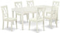 East West Furniture DOCL7-LWH-W 7 Piece Modern Dining Table Set Consist of a Rectangle Wooden Table with Butterfly Leaf and 6 Kitchen Dining Chairs, 42x78 Inch, Linen White