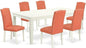 East West Furniture LGEN7-LWH-78 7 Piece Dining Set Consist of a Rectangle Dining Room Table with Butterfly Leaf and 6 Pink Flamingo Faux Leather Upholstered Chairs, 42x84 Inch, Linen White