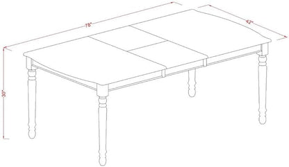 East West Furniture DOML7-MAH-W 7 Piece Dining Set Consist of a Rectangle Dining Room Table with Butterfly Leaf and 6 Wood Seat Chairs, 42x78 Inch, Mahogany