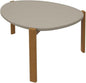 Manhattan Comfort Gales Mid Century Modern Coffee Table with Oval Triangle Shaped Top, Accent Furniture for Living Room Made from Solid Eucalyptus Wood, Off White