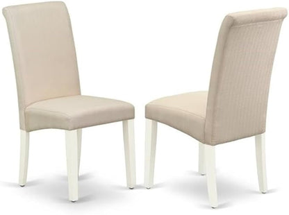 East West Furniture LGBA7-LWH-01 7 Piece Dining Table Set Consist of a Rectangle Dining Room Table with Butterfly Leaf and 6 Cream Linen Fabric Upholstered Chairs, 42x84 Inch, Linen White