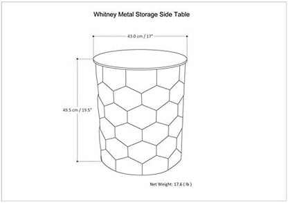 SIMPLIHOME Whitney Industrial 17 inch Wide Metal Storage Accent Side Table in Antique Bronze, Fully Assembled for the Living Room and Bedroom