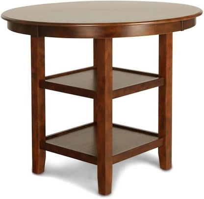 New Classic Furniture Gia 5-Piece Round Counter Height Set with 1 Dining Table and 4 Chairs, 42", Brown