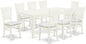 East West Furniture LGVA9-LWH-C 9 Piece Dining Set Includes a Rectangle Dining Room Table with Butterfly Leaf and 8 Linen Fabric Upholstered Kitchen Chairs, 42x84 Inch, Linen White