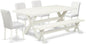 East West Furniture X027AB264-6 6 Piece Dining Table Set Contains a Rectangle Kitchen Table with X-Legs and 4 White Faux Leather Upholstered Chairs with a Bench, 40x72 Inch, Multi-Color