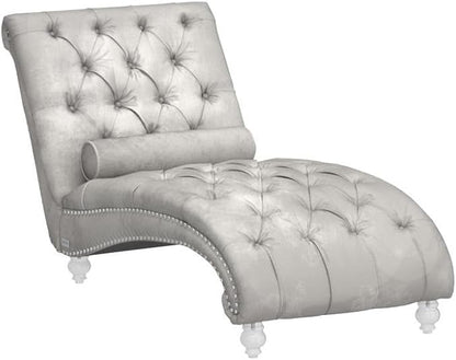 HomSof Modern Armless Velvet Chaise Lounge Indoor Chair with Solid Acrylic Legs