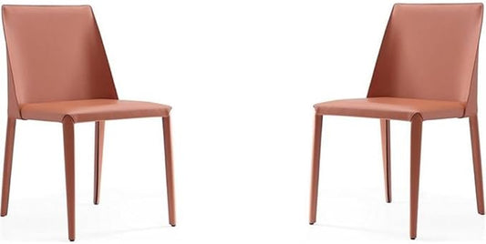 Manhattan Comfort Paris Clay Saddle Leather Dining Chair (Set of 4), Clay