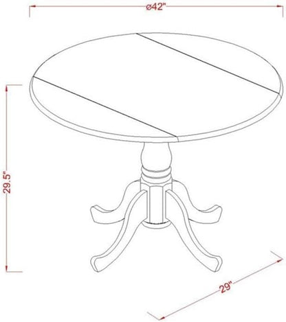 East West Furniture DLSI3-MAH-35 3 Piece Kitchen Table Set Contains a Round Dining Table with Dropleaf and 2 Doeskin Linen Fabric Parson Dining Room Chairs, 42x42 Inch, Mahogany