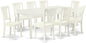 East West Furniture DOAV9-LWH-W 9 Piece Modern Dining Table Set Includes a Rectangle Wooden Table with Butterfly Leaf and 8 Kitchen Dining Chairs, 42x78 Inch, Linen White