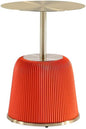 Manhattan Comfort Anderson Modern 15.75" Round End Tables 1.0 - Elegant Leatherette Upholstered Base with Pleated Design & Gold Steel Tabletop, Fully Assembled Accent Furniture, Set of 1, Orange