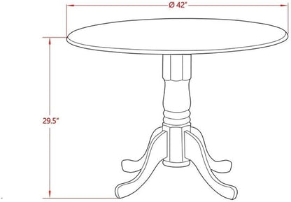 East West Furniture DMAV5-OAK-C 5 Piece Kitchen Table Set for 4 Includes a Round Dining Table with Dropleaf and 4 Linen Fabric Dining Room Chairs, 42x42 Inch, Oak